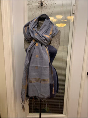 Women's Unbranded blue Gray Gold Polka Dot shawl scarf wrap